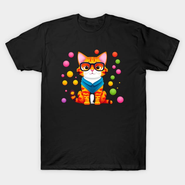 Cute ginger cat in glasses T-Shirt by LATAVIdesign